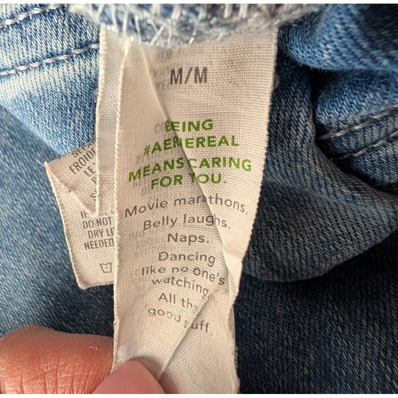 Aerie Pull On Baby Flare Jeans Medium Blue Stretch Retro Boho 90s‎ Vibe Everyday - Picture 5 of 8